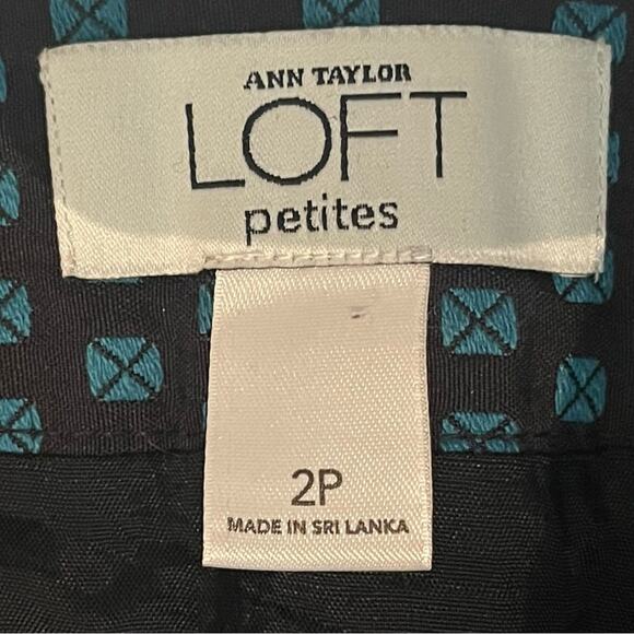 LOFT Black & Teal Career OfficeCore Academia Pleated Skirt NWOT Size 2P - Picture 9 of 12